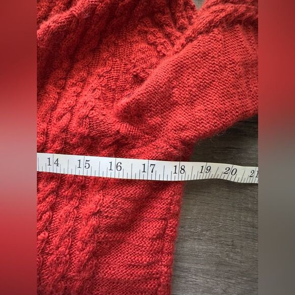 Anthropologie Sparrow Dankov Rust Wool Linen Blend Cable Knit Cardigan Size L‎ - Picture 8 of 9
